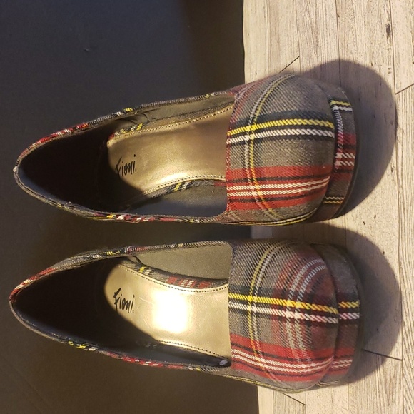 Fioni Gray Tartan Plaid Platform Heels Size 7.5 - Picture 5 of 12